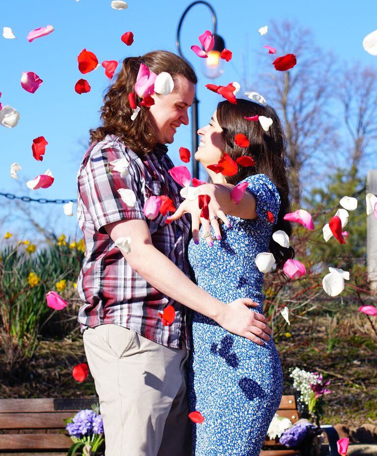 Engaged! Justin planned the most amazing and personal proposal complete with our first date bench, beautiful flowers, romantic words, meaningful music, and important people. It was absolutely perfect!