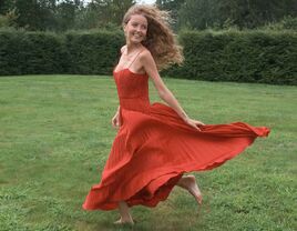 Wedding guest wearing rented dress