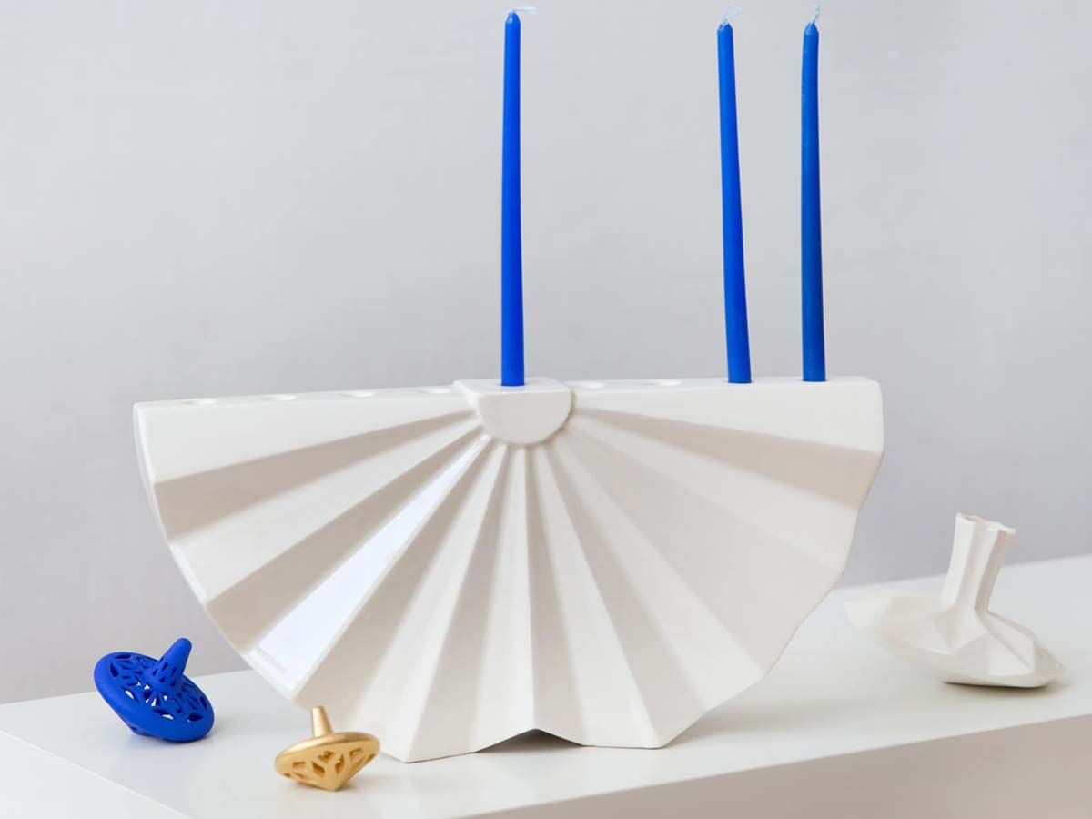 white porcelain menorah