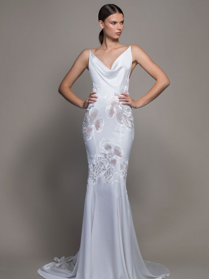 Silk floral wedding dress, best floral dresses 2023-2024. 