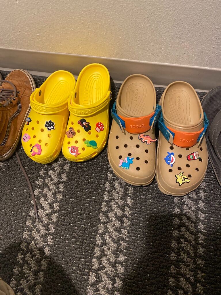 It was love at matching Crocs.