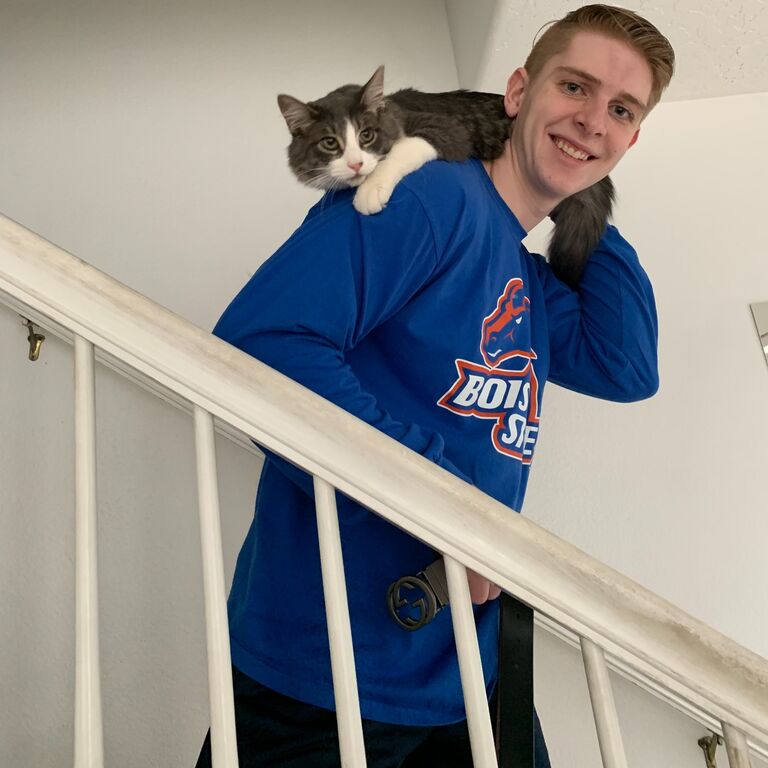 A very rare occurrence of Traynor wearing BSU gear 🧡