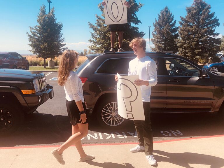 I asked Ashley to our junior year homecoming by having my friends stand on the roof of their cars using signs to spell out HOCO? In front of the entire school.