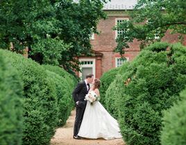 Bride and groom kissing