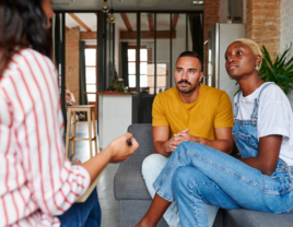 Couple in premarital counseling session