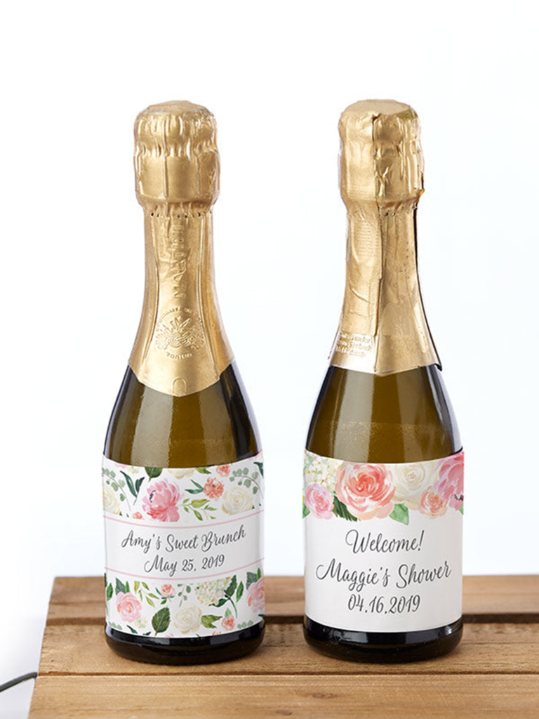 Modern Heart Custom Mini Wine Bottle Labels for Weddings