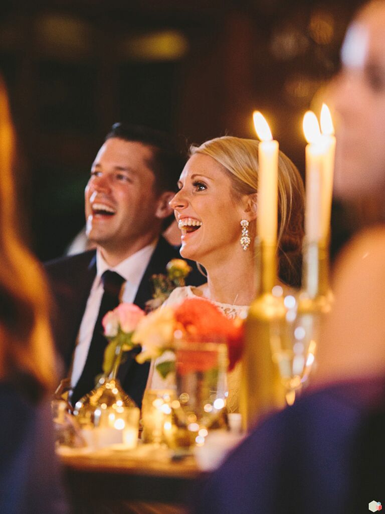A sweet candid shot of the newlyweds for the reception photography shot list