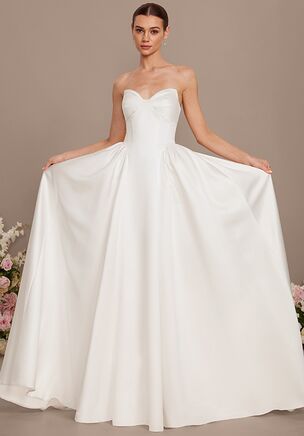 Fall in love with the JJ's House Verita Ball-Gown/Princess Strapless Satin Wedding Dress! A timeless and elegant design crafted to make your dream wedding a reality. Shine with confidence as you walk down the aisle.