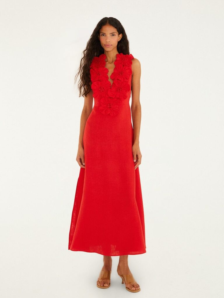 Farm Rio red floral maxi mother-of-the-bride dress