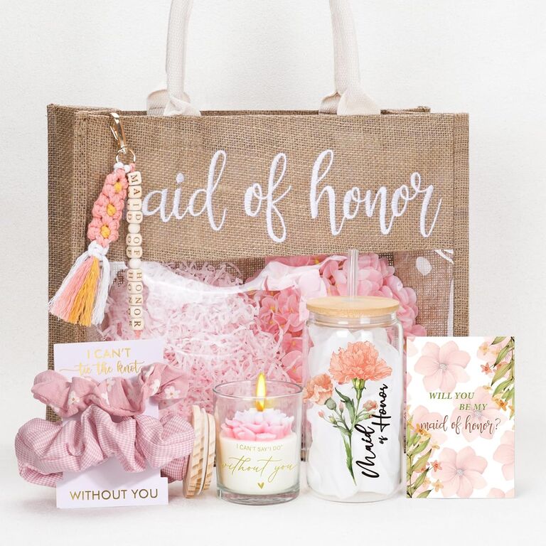 Brown bridesmaid proposal bag from Amazon