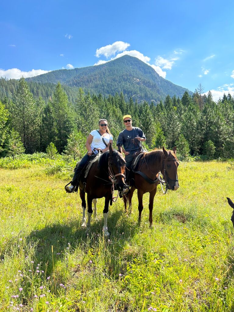 Lily, Taz and the Scariano's go horseback riding on the Cheff Ranch in Charlo, MT. 