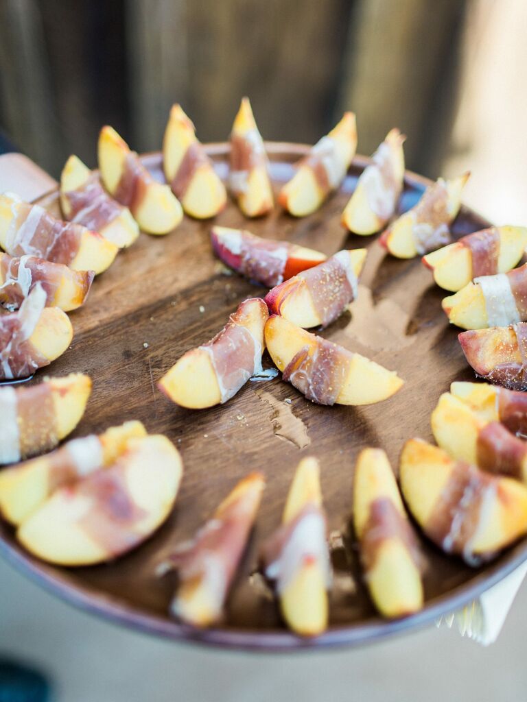Prosciutto-wrapped peaches for your wedding cocktail reception