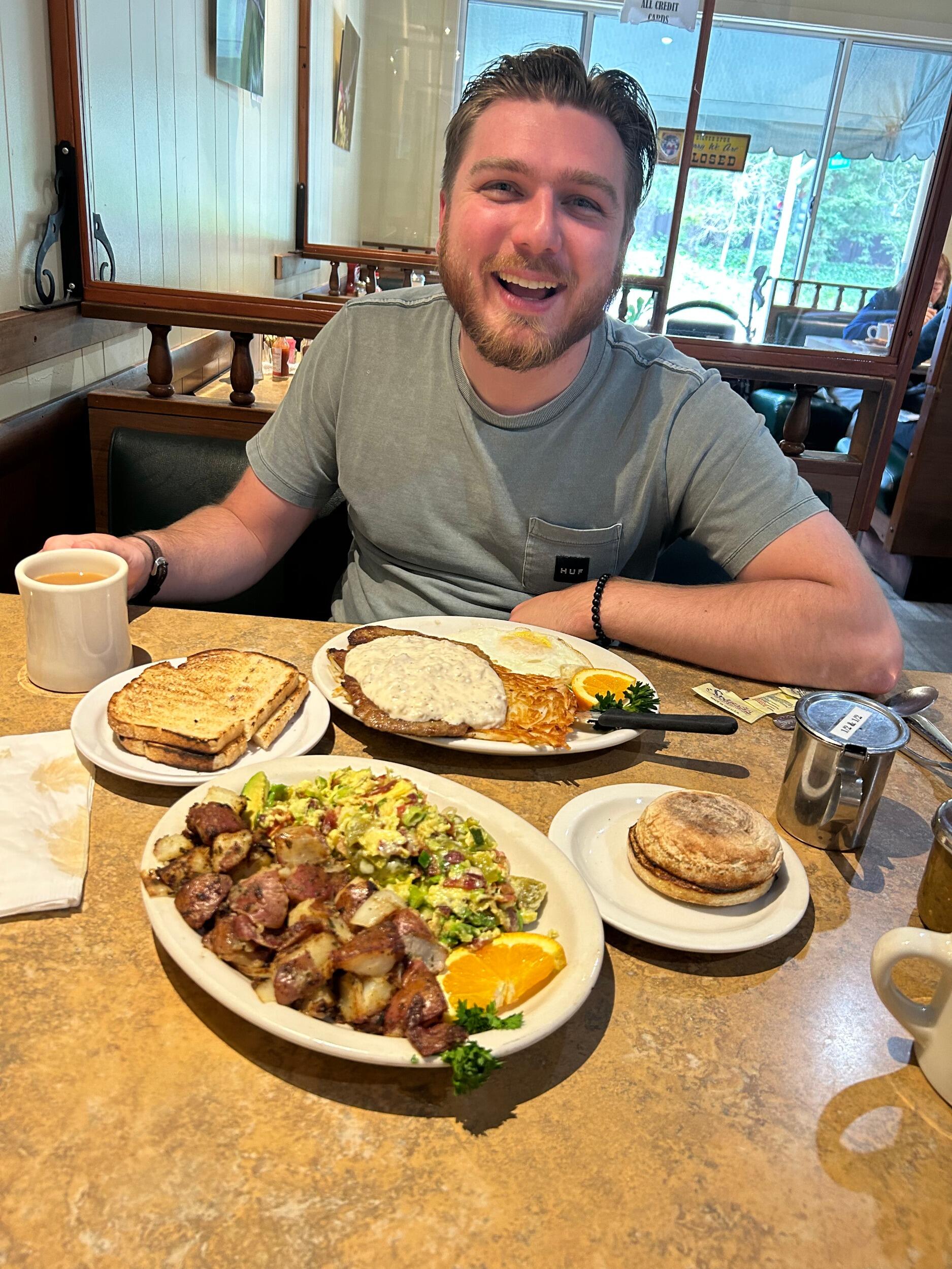 Sam loves History, Erikah and breakfast! 