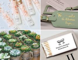 A selection of just some of the gorgeous wedding favors available on Etsy, from papercrafts to tiny bottles.