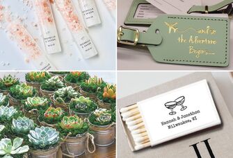 A selection of just some of the gorgeous wedding favors available on Etsy, from papercrafts to tiny bottles.