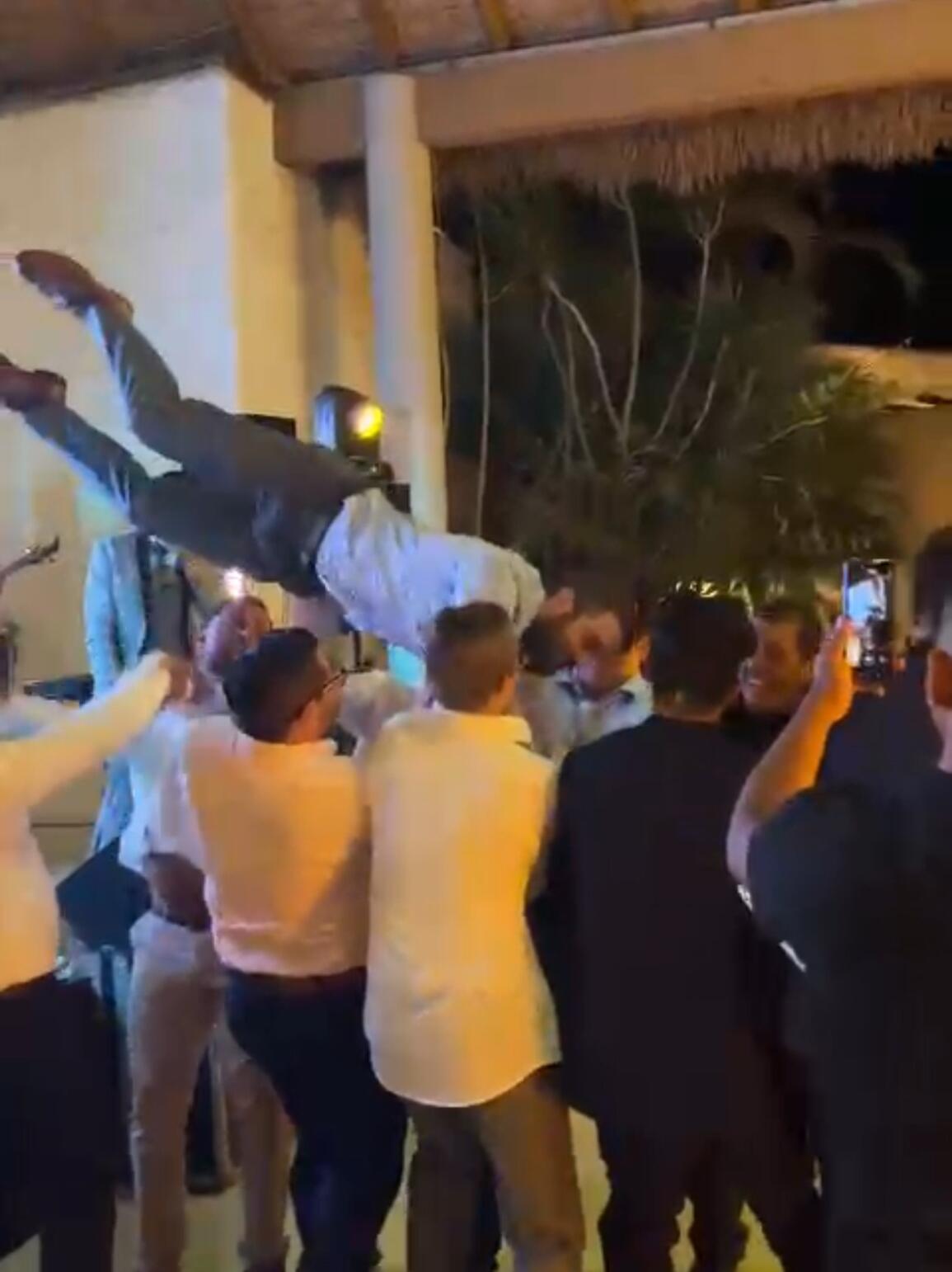 James rocking his first time at a Mexican wedding.