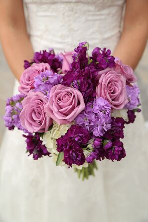 Purple, Ivory Centerpieces