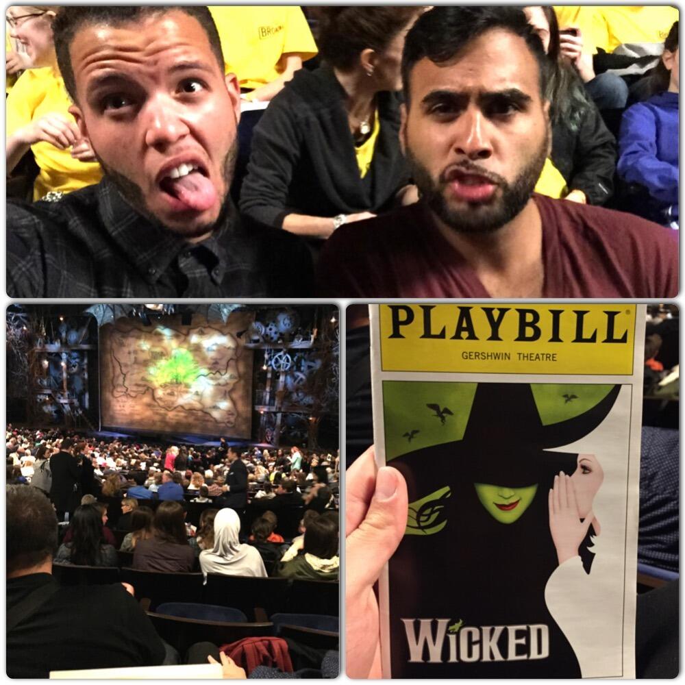 Our first Broadway show together. We’ve seen over 50 Broadway shows together—everything from Wicked and Kinky Boots to Death Becomes Her and Hamilton. Basically, if it’s on Broadway, we’ve probably danced in our seats.