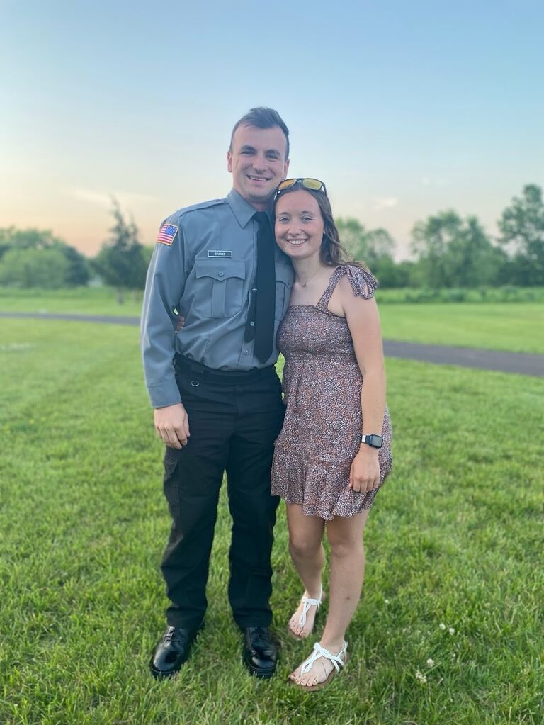 Emmett graduates from the Montco Police Academy as a certified police officer.