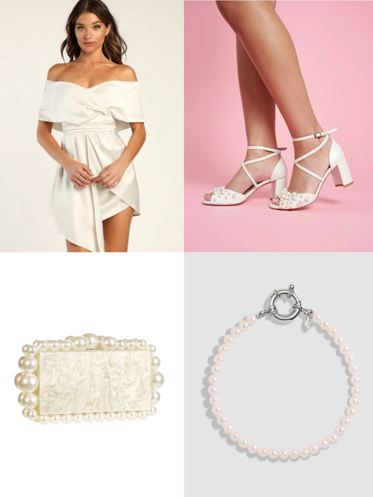 Modern themed bride's outfit for bridal shower