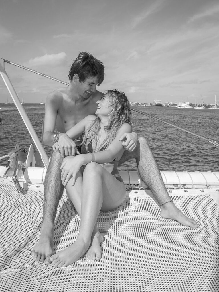Both of our first times on a catamaran. We had some issues in the airport on the way home...who doesn't like to sleep on the Cancun airport floor on Christmas Eve?