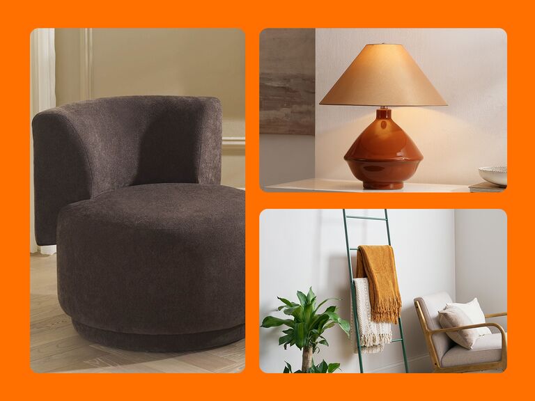 Three gifts: armchair, lamp, ladder with throws