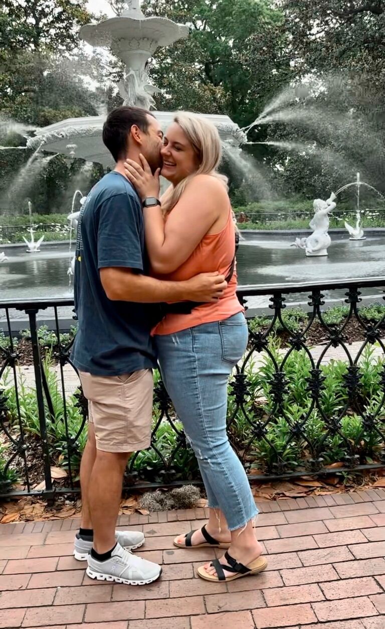 We got engaged in Savannah, GA at Forsyth Park!