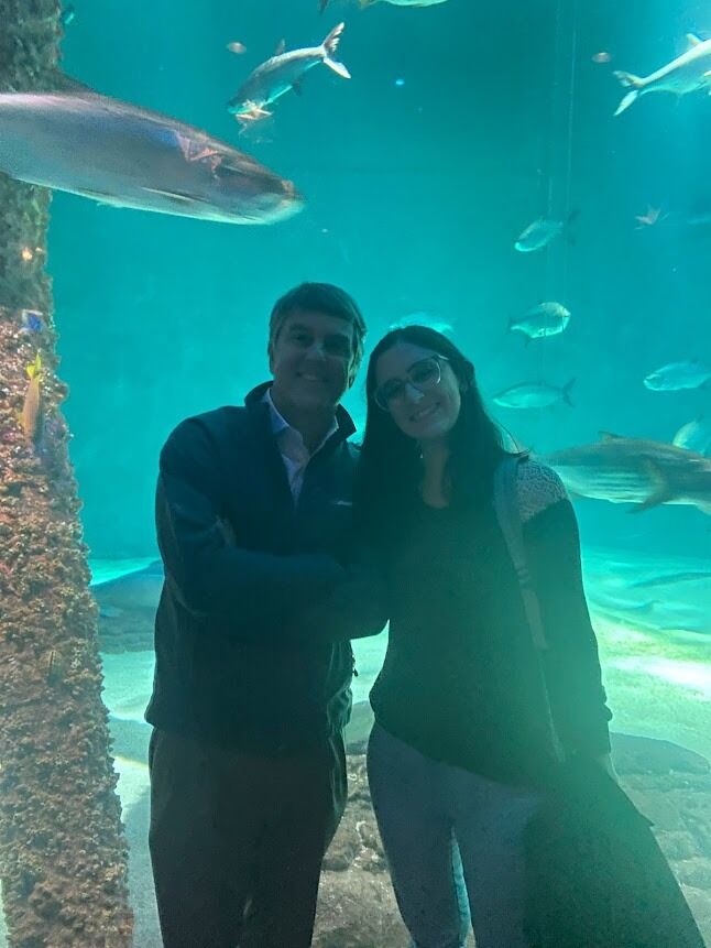 Maggie's parents joined her for an afternoon at the aquarium