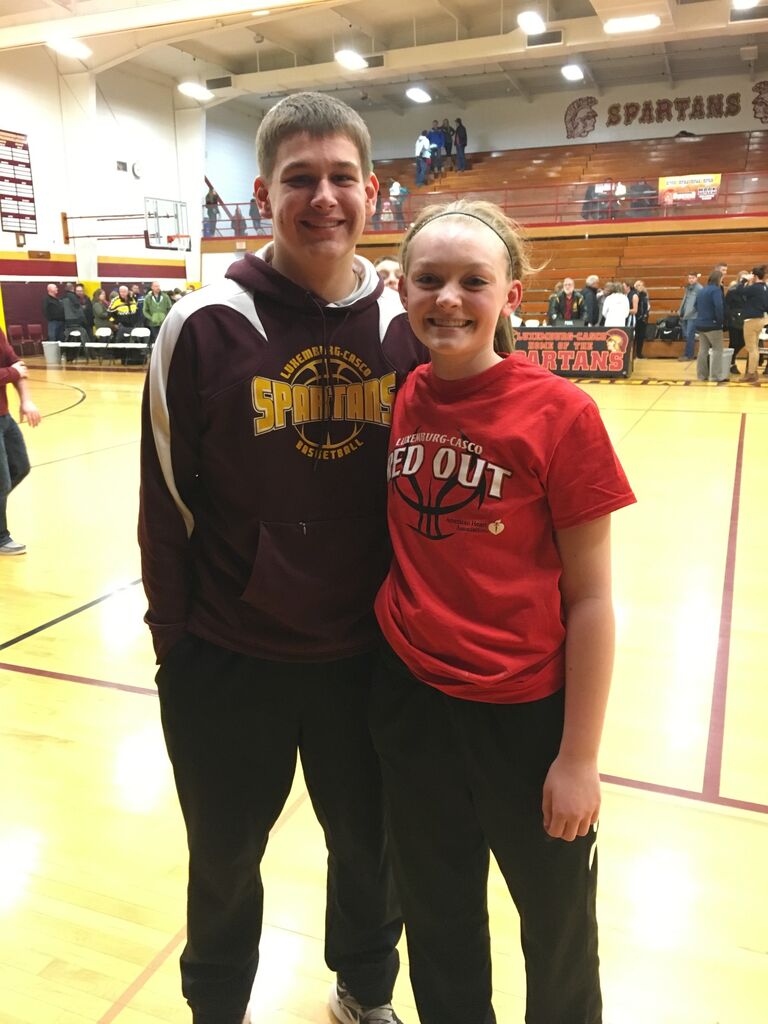 Jared and Heather's first photo together. In the old high school gym where it all began!