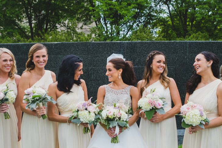 cream bridesmaids dresses