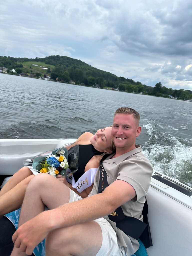 Kyle and Darienne are surprised with an engagement party during Cuba Lake Week 2024! We were sent out on a scavenger hunt all over town, only to be picked up by boat and brought back to the cottage to a house full of people we love, decorations, and yummy treats. 