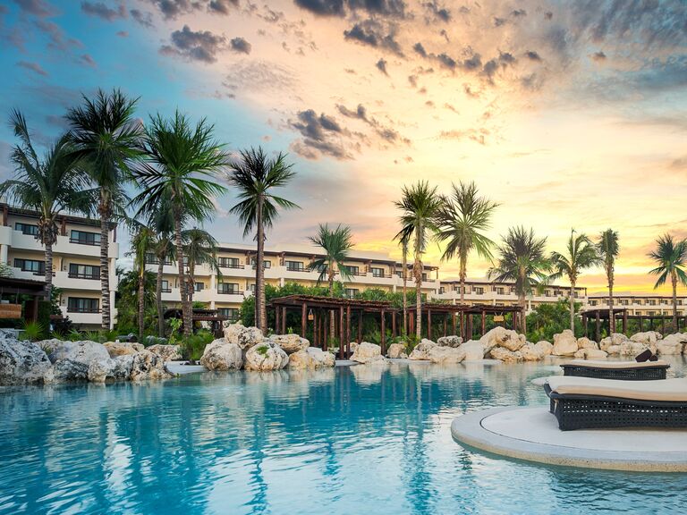 Infinity pool at Secrets Maroma Beach Riviera all -inclusive resort in Cancun, Mexico