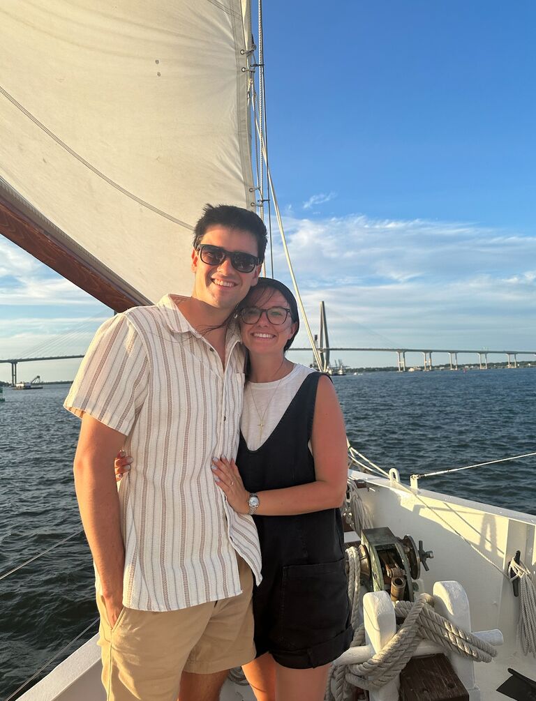 The day after Noah proposed to me we went on a Sunset cruise in Charleston. It was so magical! 