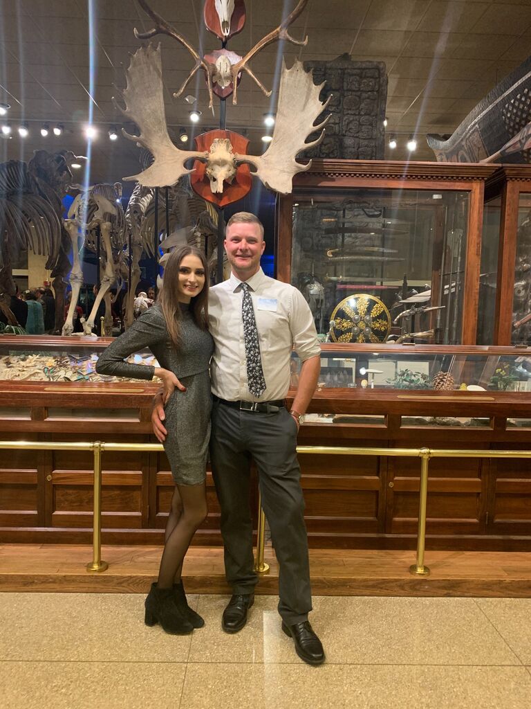 Lukas's first time at Katie's company holiday party.