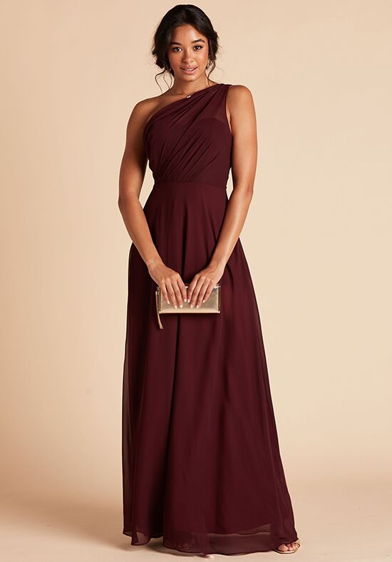 One shoulder burgundy online bridesmaid dresses