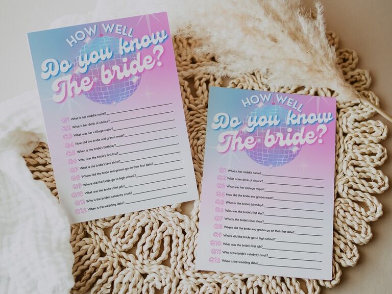 Sunny Boulevard Events How Well Do You Know the Bride Game