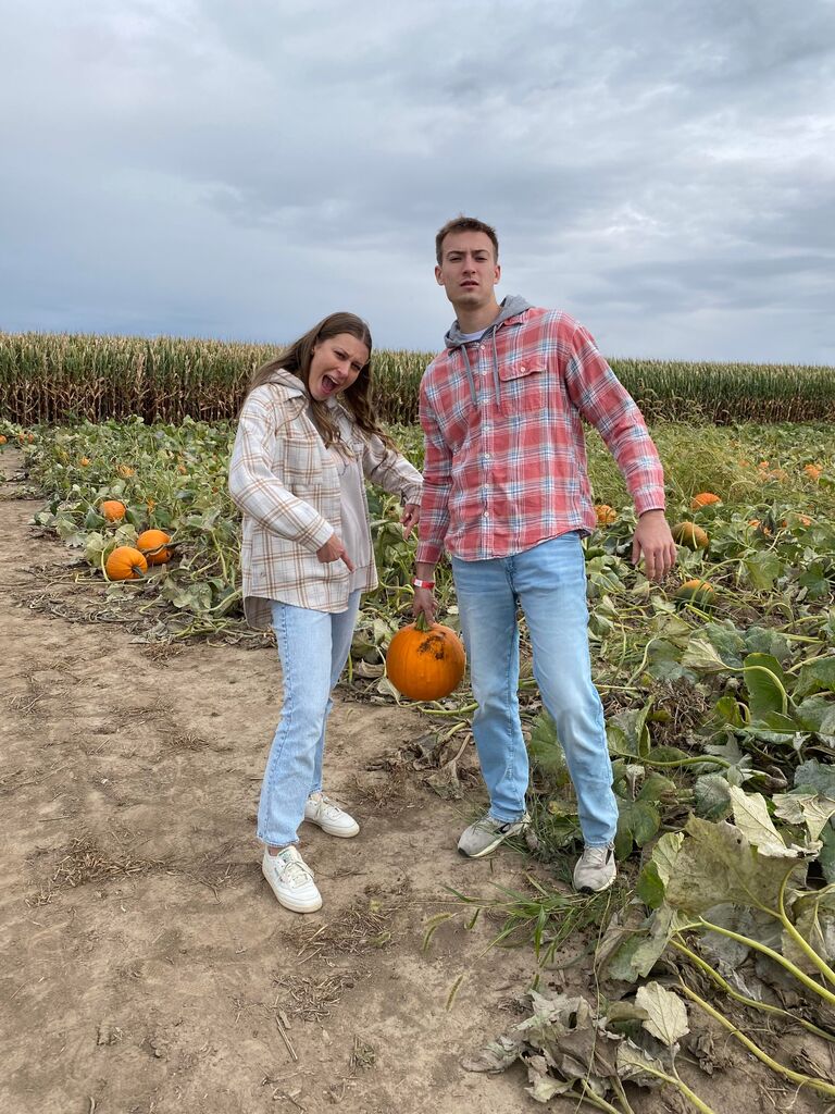 Picking out only the best pumpkins.