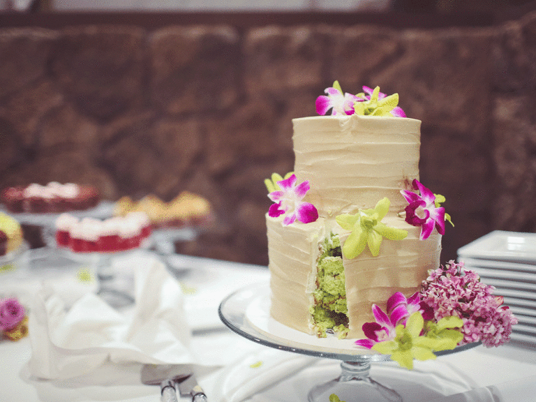 two-tiered pistachio cake