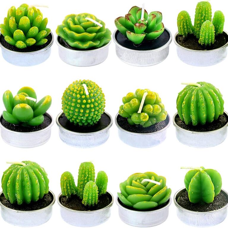 Green succulent shaped candles for wedding favors