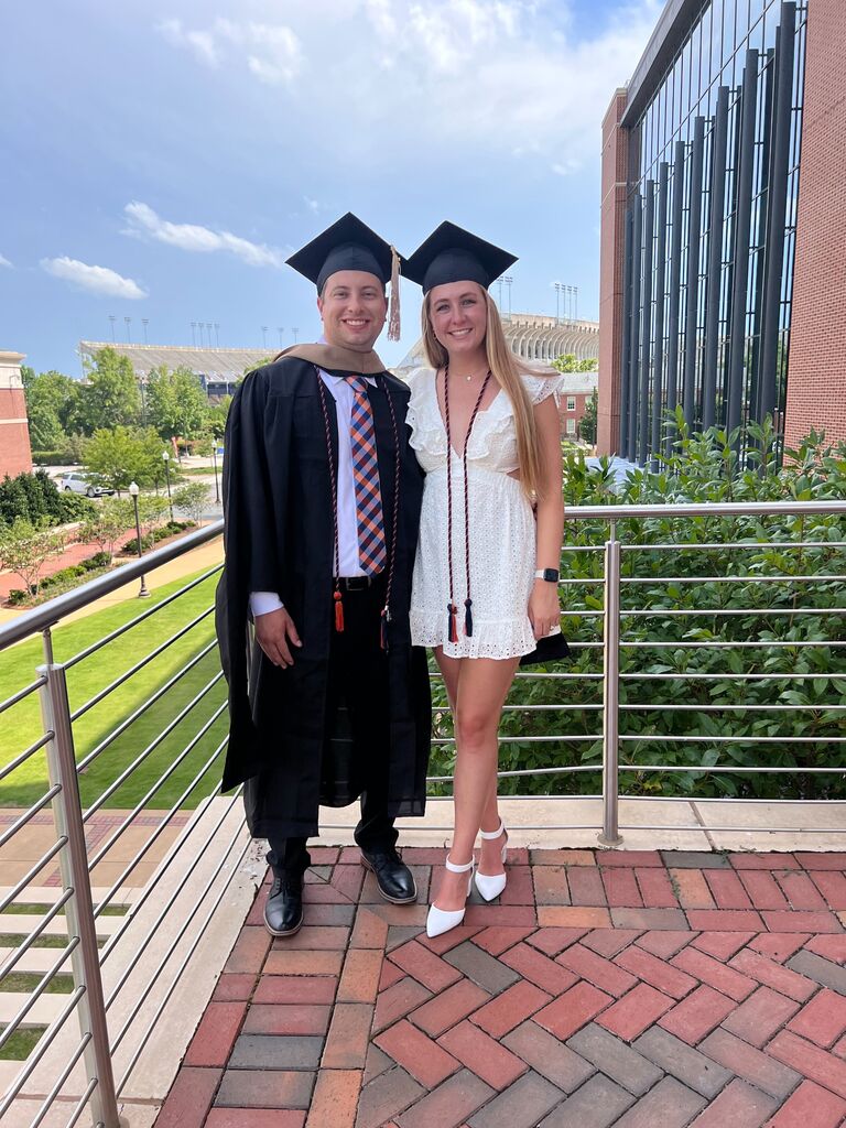 Keith and Heather graduated from Auburn University with a Master in Business Administration. They began working toward their degrees virtually in January 2022. They traveled to Alabama for graduation which was the first time they visited Auburn University in person!