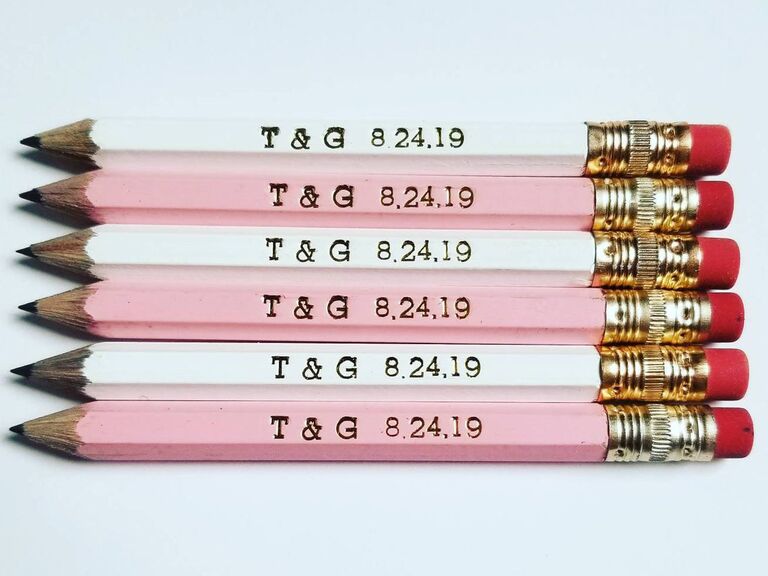 Engraved pencils cheap wedding favor idea