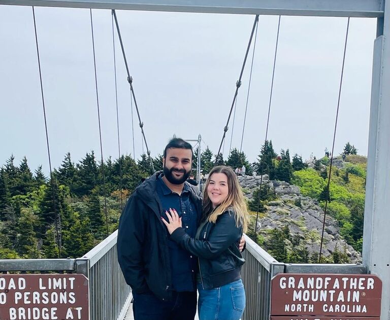 Engaged atop Grandfather Mountain.