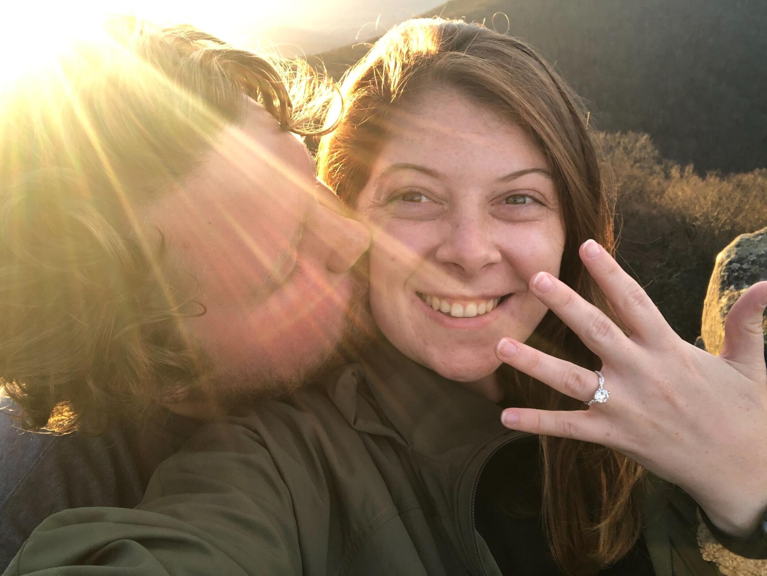 Officially engaged! I know every girl says it, but I was completely shocked and also terrified he would drop the ring off the mountain top