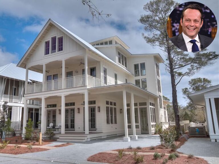 Multi-story mansion in Florida; Inset: Vince Vaughn