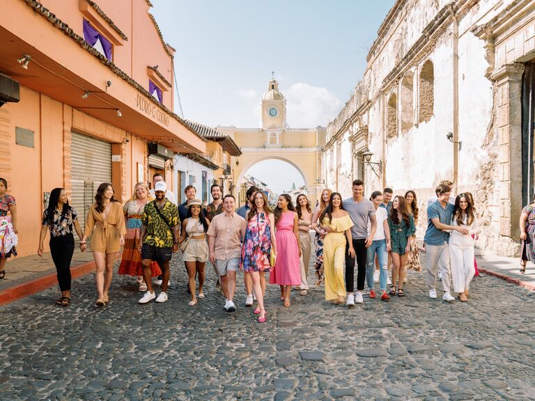 The Knot Influencer Crew walking in Antigua, Guatemala