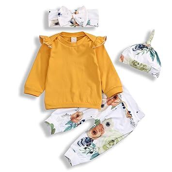 WISWELL Baby Girls Ruffle Shirt Infant Girl Long Sleeve Casual Tops Outfits
