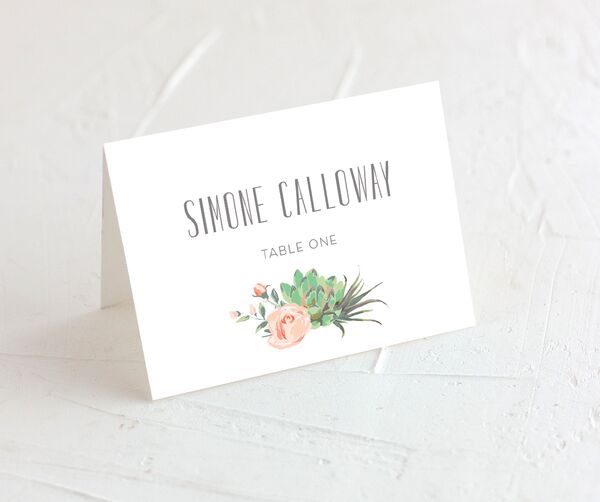 Pastel Succulents Place Cards front in Jewel Green