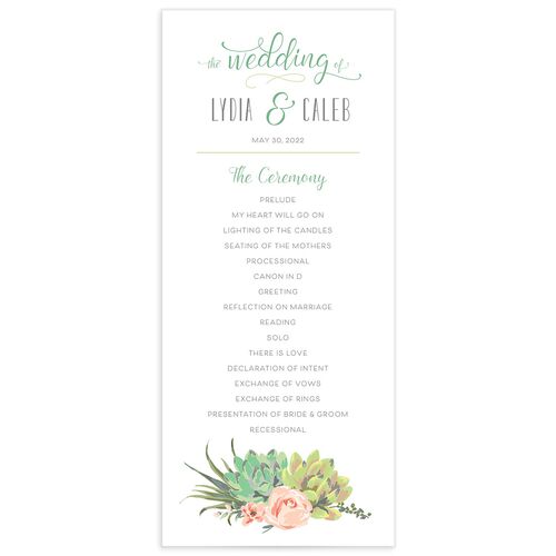Pastel Succulents Wedding Programs