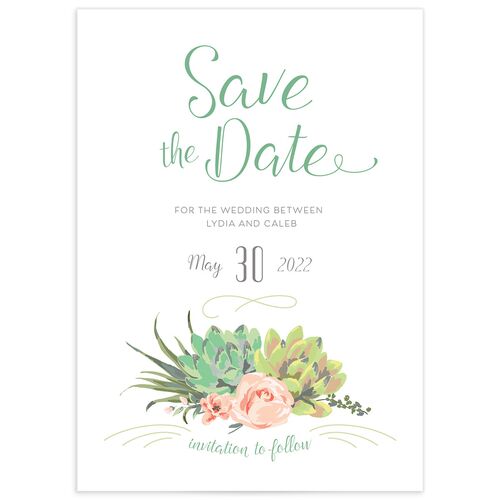 Pastel Succulents Save the Date Cards