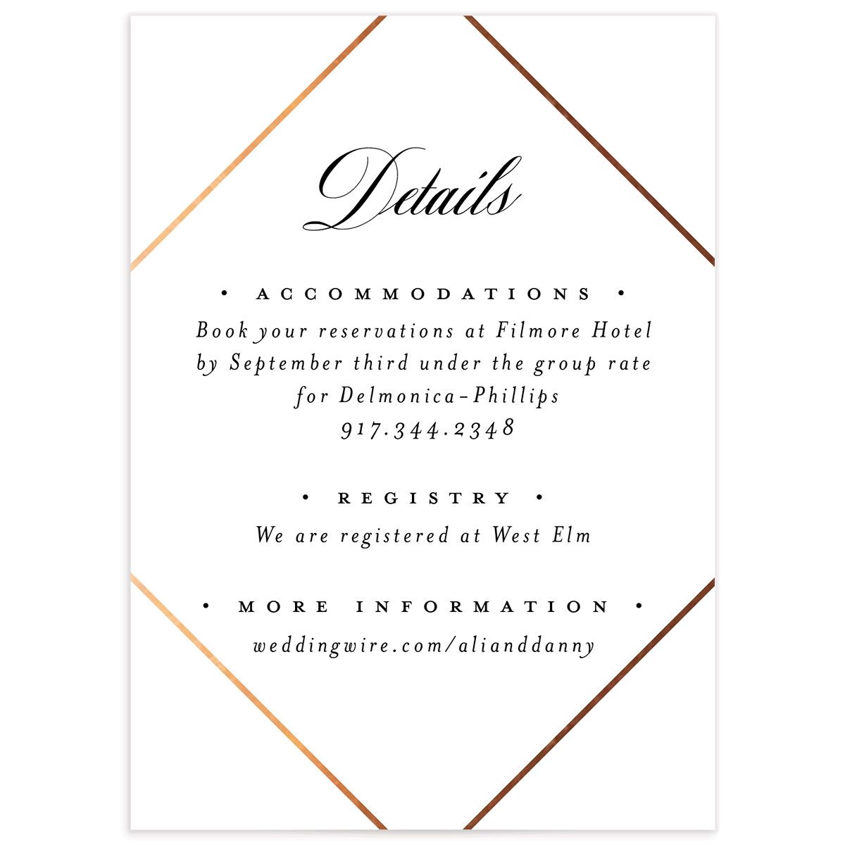 Modern Ampersand Wedding Enclosure Cards front in Pure White